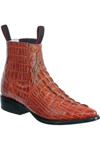 Western Shops Mens Leather Cowboy Boots Crocodile Alligator Print Short Ankle Western J Toe Boot 