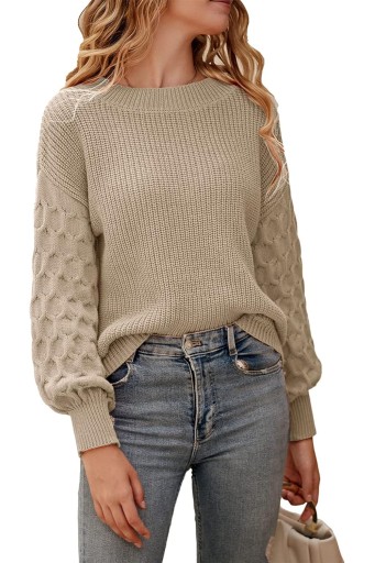 Womens 2024 Winter Long Sleeve Crewneck Loose Chunky Knit Jumper Tops Blouse
