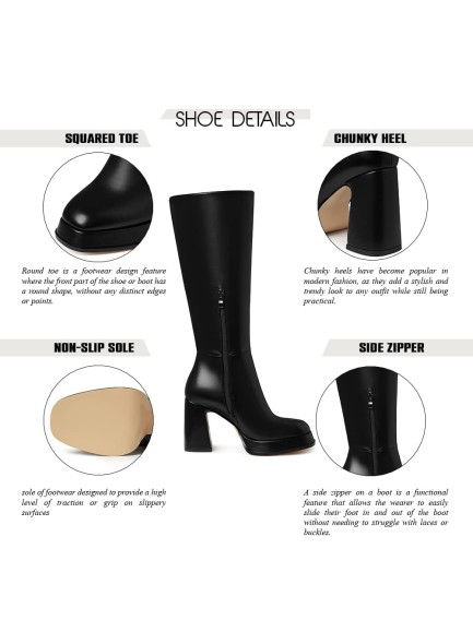 Platform Boots for Women Ankle Boots for Women Goth Chunky High Heels Squared Toe Combat Gogo Boots Motorcycle Boots