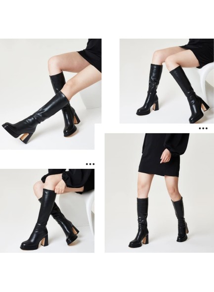 Platform Boots for Women Ankle Boots for Women Goth Chunky High Heels Squared Toe Combat Gogo Boots Motorcycle Boots