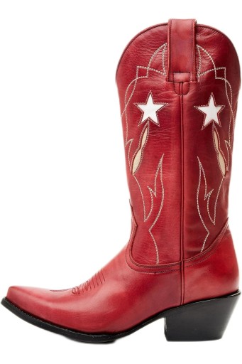 Embroidered Cowboy Boots for Women Snip Toe Chunky Heel Cowgirl Boots Slip On Mid Wide Calf Western Boots 