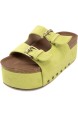 Women's Cork Platform Slides Suede Adjustable Buckle Strap Clogs Slip On Flatform Sandals 