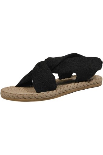 Women's Denim Cross Strap Open Toe Flat Sandals for Summer 