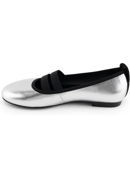 Flats for Women Round Toe Slip On Causal Shoes with Straps Sliver Flats Comfortable Ballerina Dancing Dress Shoes