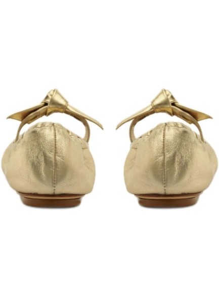 Women's Cap Toe Gold Flats Slip On Bowtie Flat Shoes Round Toe Comfortable Dressy Ballerina Shoes