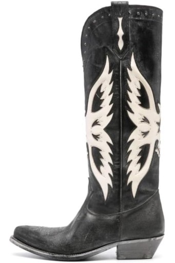 Western Cowboy Boots for Women with Aged Feather Graphic Design, Knee High Cowgirl Boots with Pointed Toe and Chunky High Heel 