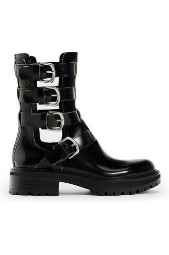 Ankle Boots for Women，Low Heel Ankle Booties with Hollowed out, Women Combat Boots with Buckle