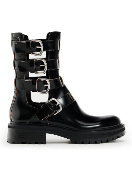 Ankle Boots for Women，Low Heel Ankle Booties with Hollowed out, Women Combat Boots with Buckle